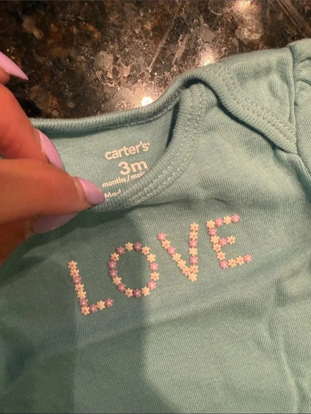 Baby Blue 'LOVE' Short-Sleeve One-Piece Bodysuit Baby Girl 3 Months
